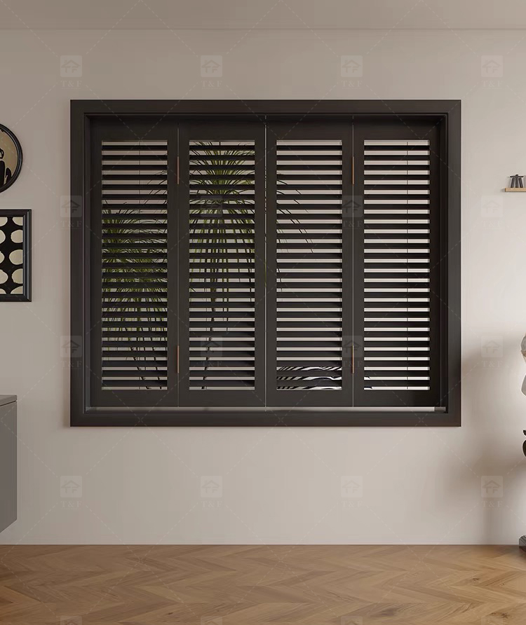 Modern Style High Quality Wooden Plantation Window Louver Western Style Adjustable Shutters Bathroom House Fashionable Window