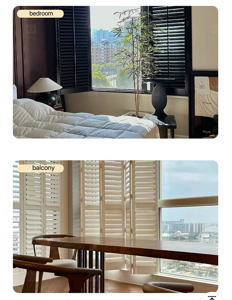 Modern Style High Quality Wooden Plantation Window Louver Western Style Adjustable Shutters Bathroom House Fashionable Window