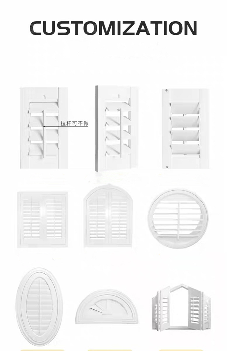 Modern Style High Quality Wooden Plantation Window Louver Western Style Adjustable Shutters Bathroom House Fashionable Window