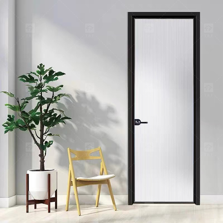 Modern Design Custom House Bathroom Narrow Slim Frame Glass Door Aluminium Swinging Partitions Casement for Interior Use