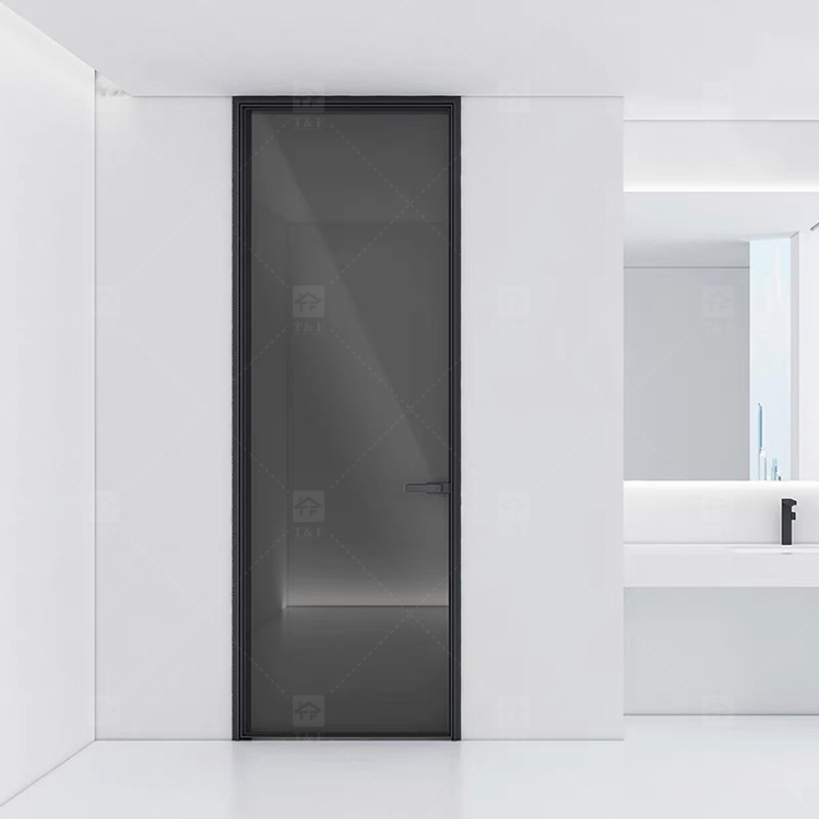 Modern Design Custom House Bathroom Narrow Slim Frame Glass Door Aluminium Swinging Partitions Casement for Interior Use