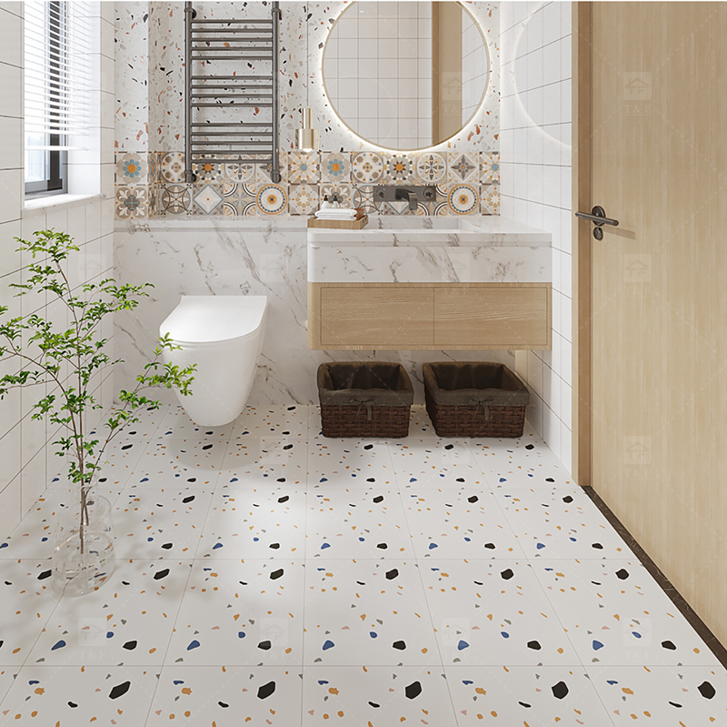 Factory Price 30x30 12x12 Rustic Terrazzo Stone Matte Glazed Ceramic Porcelain Tiles for Kitchen Bathroom Toilet Floor