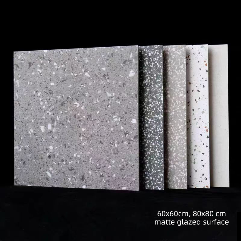 Factory Price 30x30 12x12 Rustic Terrazzo Stone Matte Glazed Ceramic Porcelain Tiles for Kitchen Bathroom Toilet Floor
