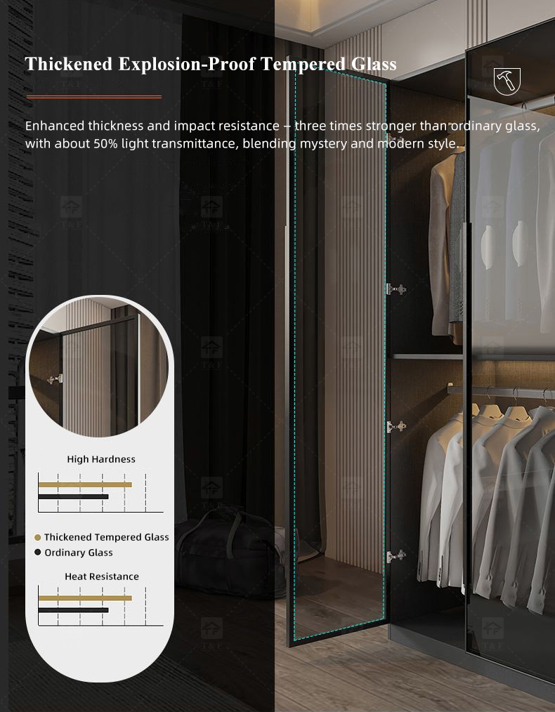 Custom Modern Glass Door Wardrobe Bedroom Furniture Portable Hotel Home Wooden Wardrobe Closet
