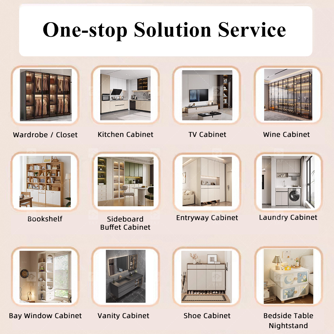 Modern Customized Bedroom Furniture Wooden Glass Door Swing Clothes Storage Wardrobe Cabinet