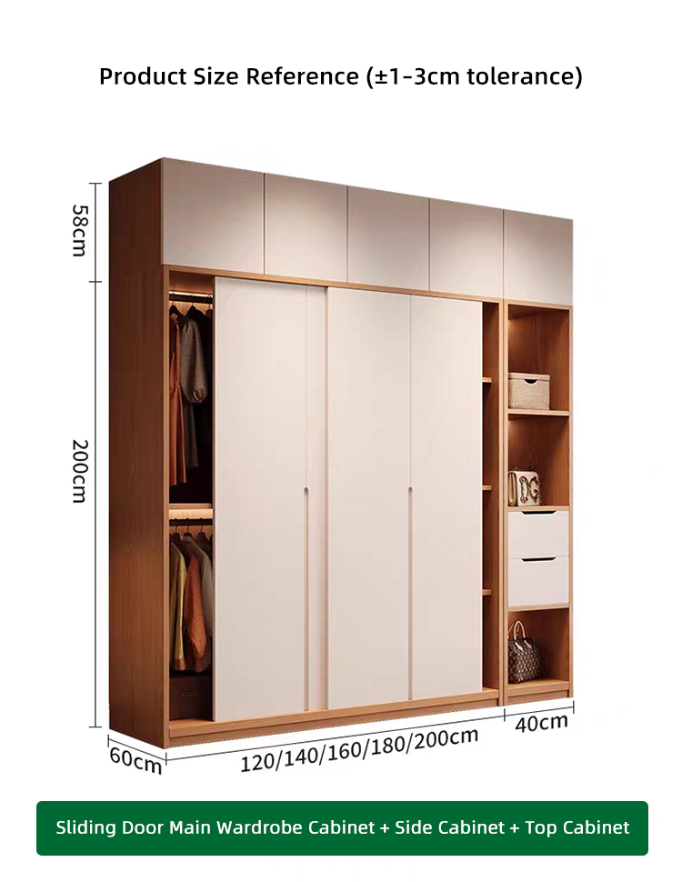 Custom Solid Wood Sliding Door Closet Design Wooden Home Bedroom Furniture Cabinets Clothing Wardrobe