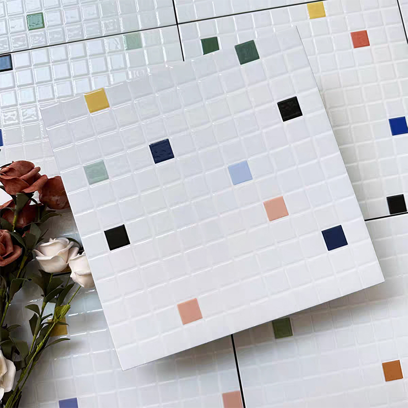 New 300x300 Porcelain White Mosaic Pattern Decorative Wall Tiles Bathroom Shower and Kitchen Floor Tiles