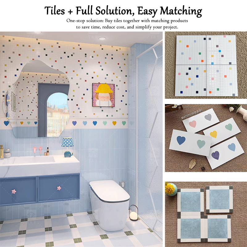 New 300x300 Porcelain White Mosaic Pattern Decorative Wall Tiles Bathroom Shower and Kitchen Floor Tiles