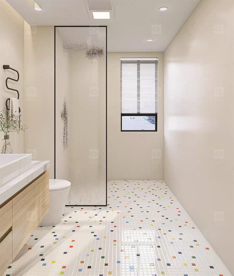 New 300x300 Porcelain White Mosaic Pattern Decorative Wall Tiles Bathroom Shower and Kitchen Floor Tiles