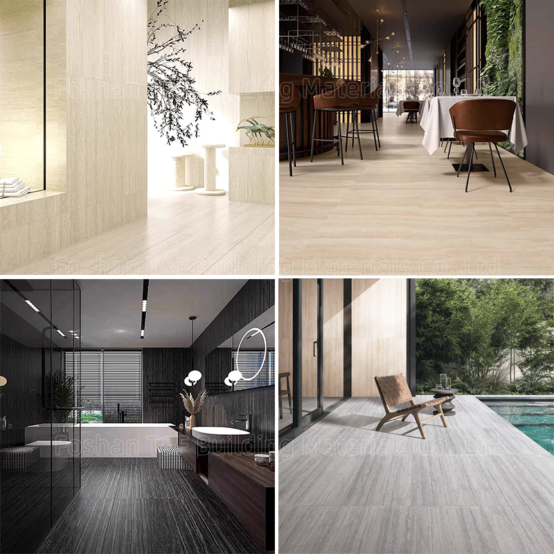 1200x600 Large Format Travertine Look Porcelain Tiles for Bathroom Living Room Wall Tile Floor