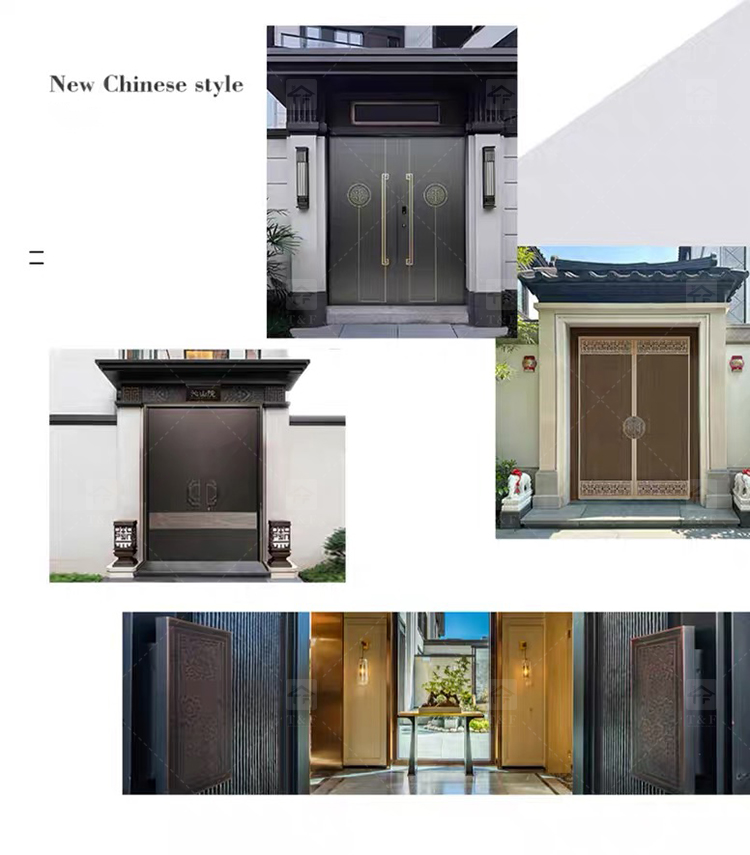 Italian Style Modern Entrance Door Waterproof Stainless Steel Aluminum Security Door for Exterior New Design for Houses