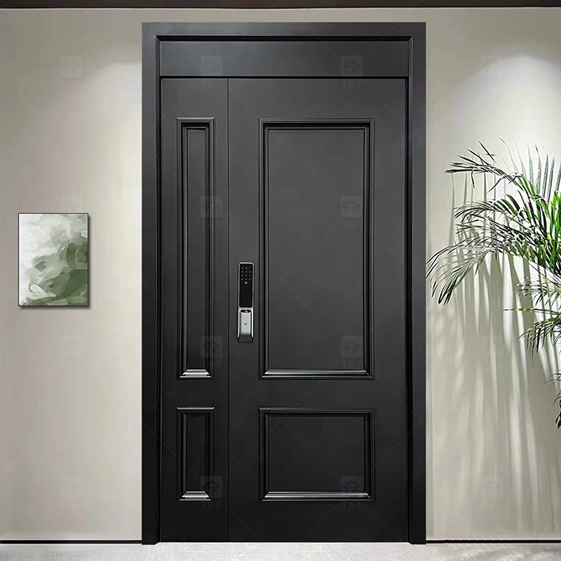 Modern French Style Metal Entry Security Front Door Waterproof Anti-Theft for Exterior Houses and Apartments