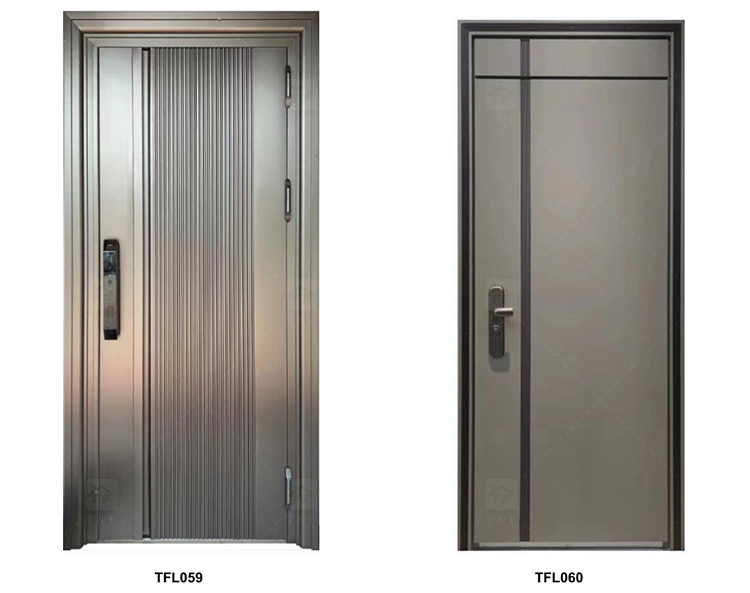 Modern French Style Metal Entry Security Front Door Waterproof Anti-Theft for Exterior Houses and Apartments
