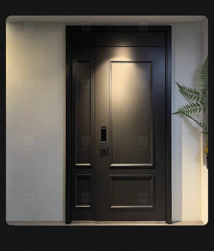 Modern French Style Metal Entry Security Front Door Waterproof Anti-Theft for Exterior Houses and Apartments