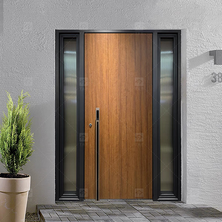 Modern French Style Metal Entry Security Front Door Waterproof Anti-Theft for Exterior Houses and Apartments