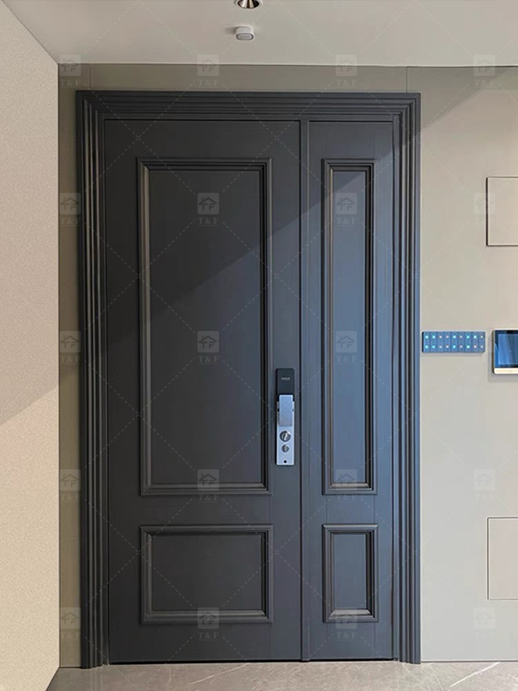 Modern French Style Metal Entry Security Front Door Waterproof Anti-Theft for Exterior Houses and Apartments