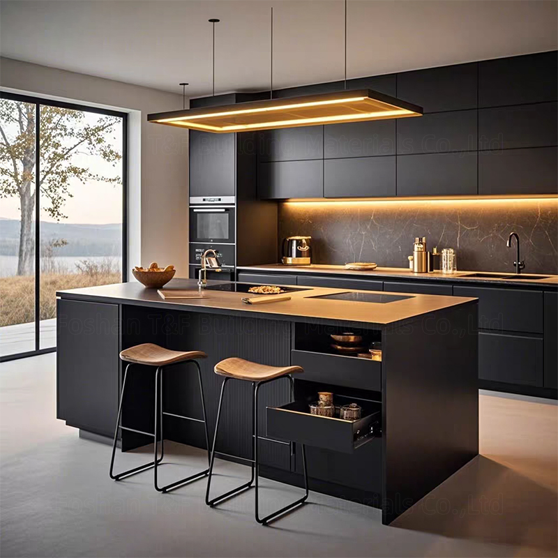 Modern Black Wood Kitchen Cupboards Designs Custom Complete Sets Home Furniture Kitchen Cabinets