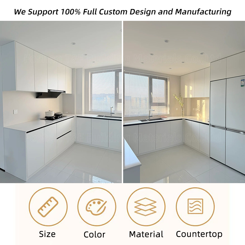 Free Customization Modular Kitchen White Cabinets Home Wood Full Kitchen Storage Cabinet Set