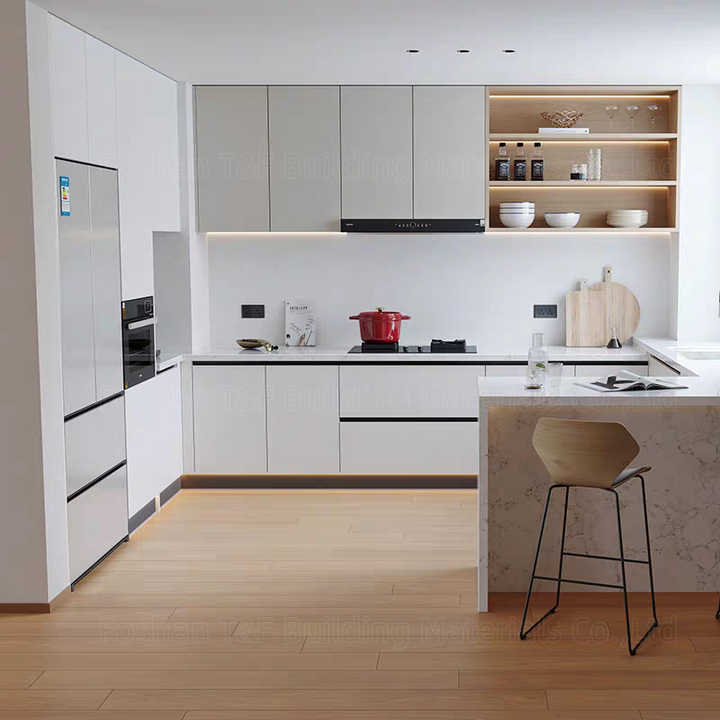 Free Customization Modular Kitchen White Cabinets Home Wood Full Kitchen Storage Cabinet Set