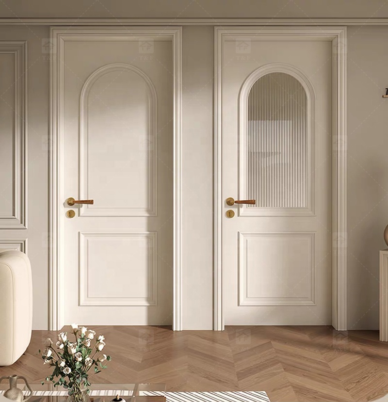 Modern Retro Interior French Wooden Doors High Quality Waterproof Solid Wood for Houses Bedrooms Hotels Villas Hospitals