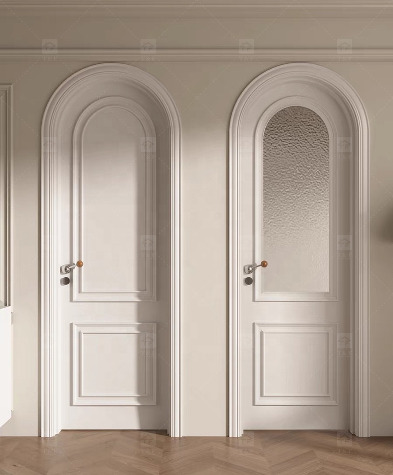 Modern Retro Interior French Wooden Doors High Quality Waterproof Solid Wood for Houses Bedrooms Hotels Villas Hospitals