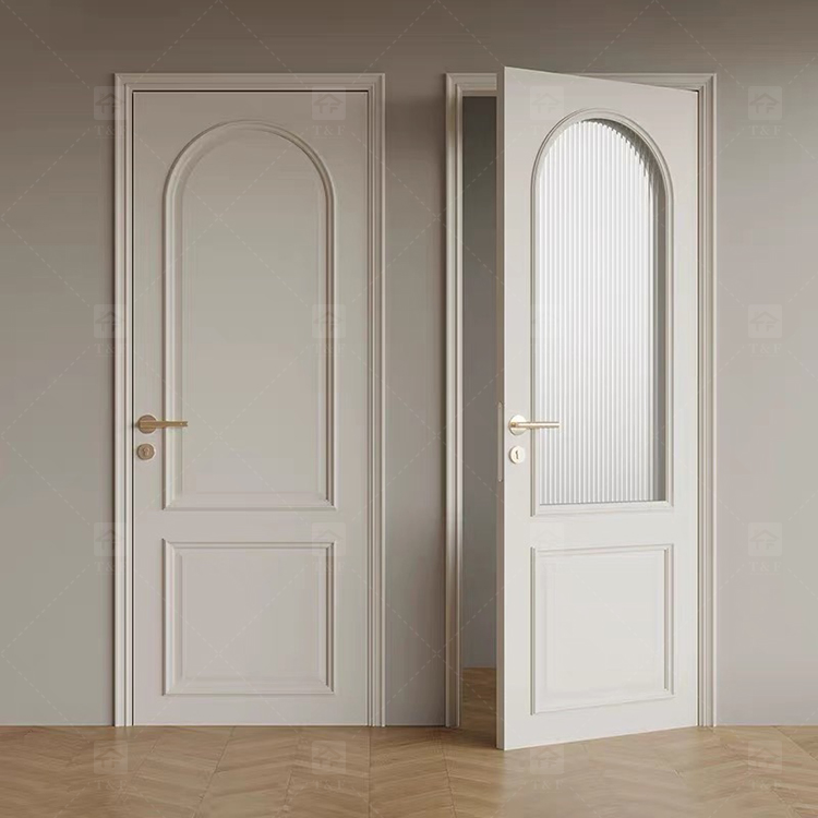 Modern Retro Interior French Wooden Doors High Quality Waterproof Solid Wood for Houses Bedrooms Hotels Villas Hospitals