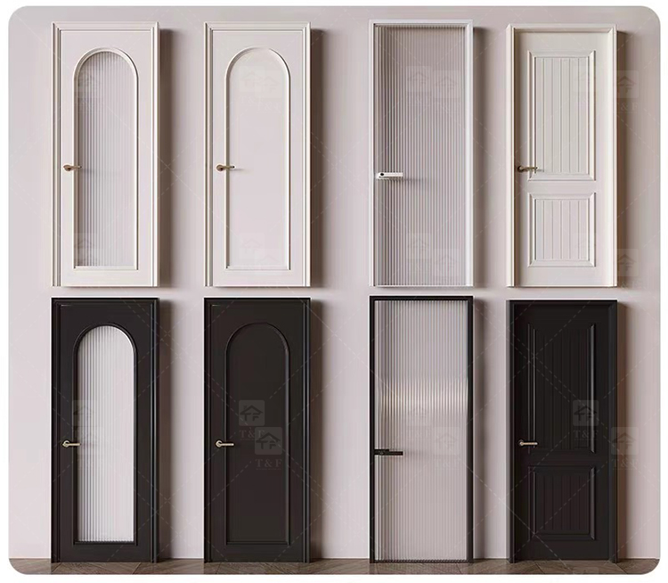 Modern Retro Interior French Wooden Doors High Quality Waterproof Solid Wood for Houses Bedrooms Hotels Villas Hospitals