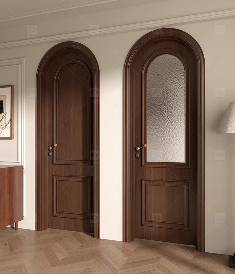 Modern Retro Interior French Wooden Doors High Quality Waterproof Solid Wood for Houses Bedrooms Hotels Villas Hospitals