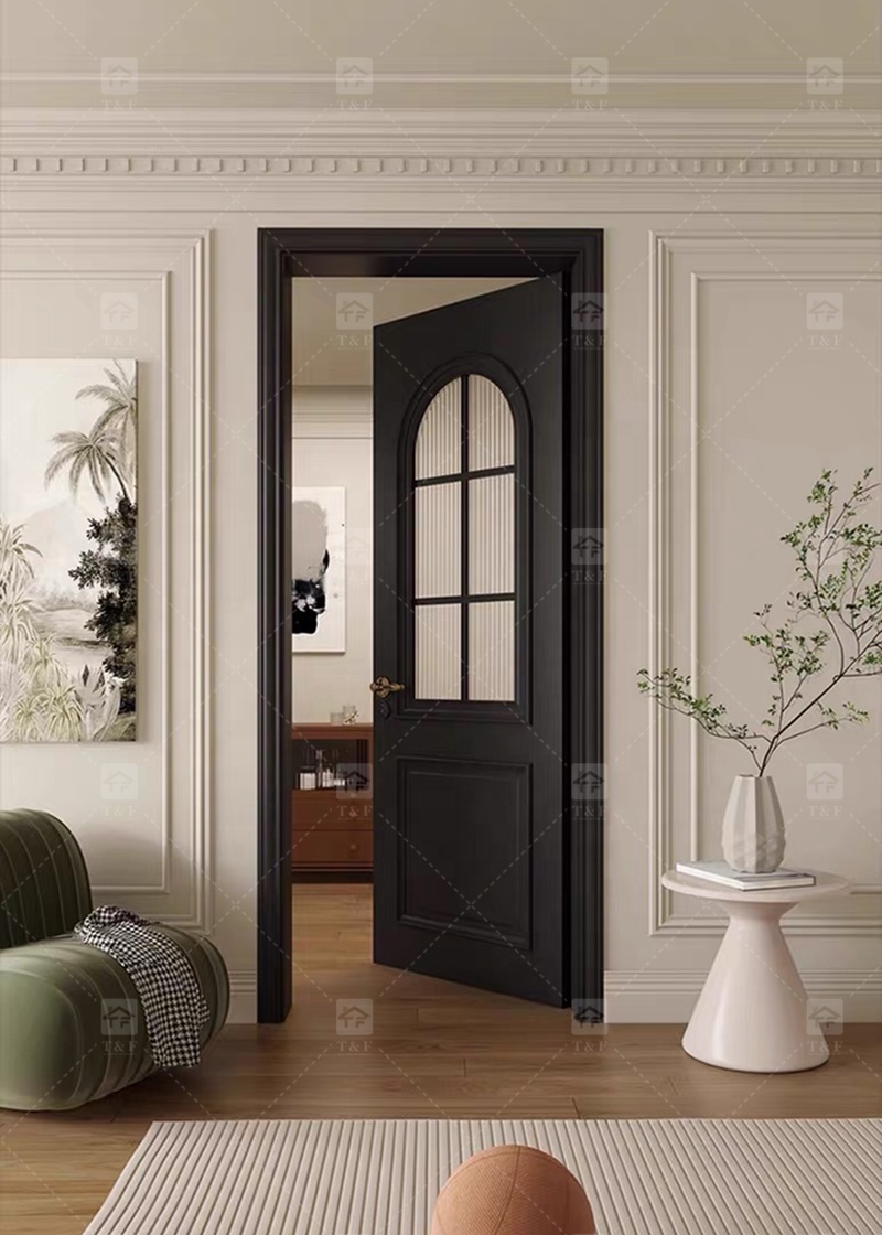 Modern Retro French Interior Glass Wood Door Factory Direct for Home  Office Finished Surface for Apartment
