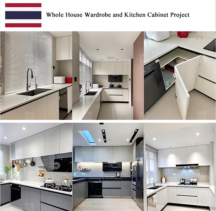 Modern Complete White Kitchen Cabinets in Ltaly Style Aluminum Design with Cupboards for Kitchen Design