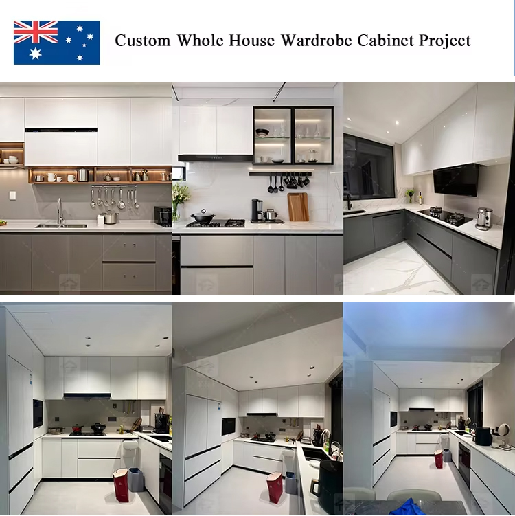 Modern Complete White Kitchen Cabinets in Ltaly Style Aluminum Design with Cupboards for Kitchen Design