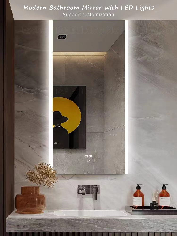 Modern Miroir Intelligent Salle De Bain Touch Switch Rectangle Dimmable Led Smart Vanity Bathroom Mirrors