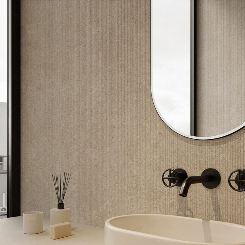 Premium 60x120 Limestone Textured Grooved Flat Matte Surface Porcelain Wall Tiles for Bathroom and Toilet