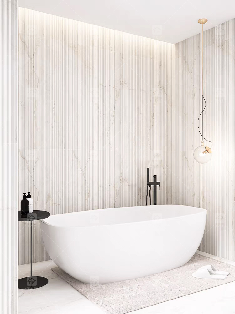 Premium 60x120 Limestone Textured Grooved Flat Matte Surface Porcelain Wall Tiles for Bathroom and Toilet