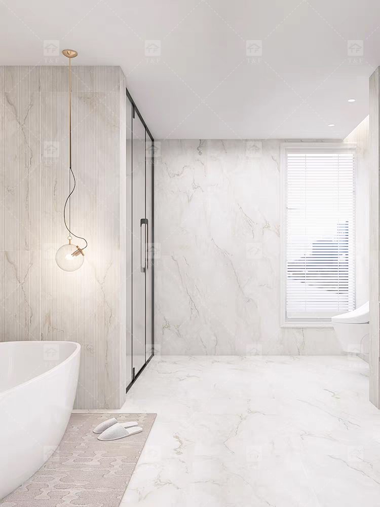 Premium 60x120 Limestone Textured Grooved Flat Matte Surface Porcelain Wall Tiles for Bathroom and Toilet