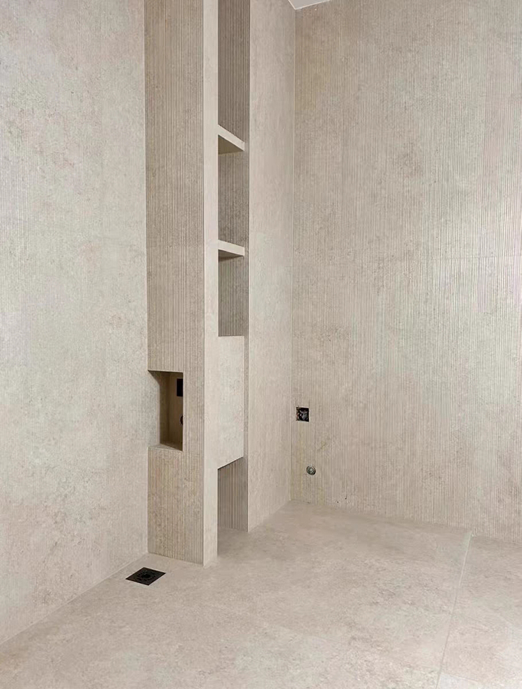 Premium 60x120 Limestone Textured Grooved Flat Matte Surface Porcelain Wall Tiles for Bathroom and Toilet
