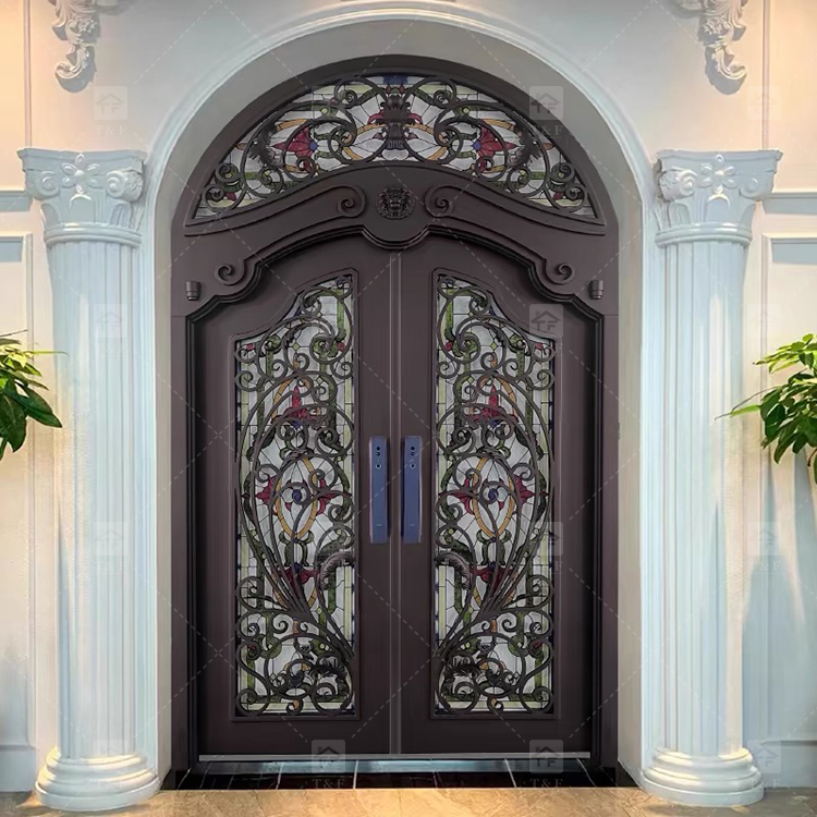 Modern Style High Quality Steel Door Cast Aluminum and Wrought Iron with Waterproof Finished Surface for Villa Application