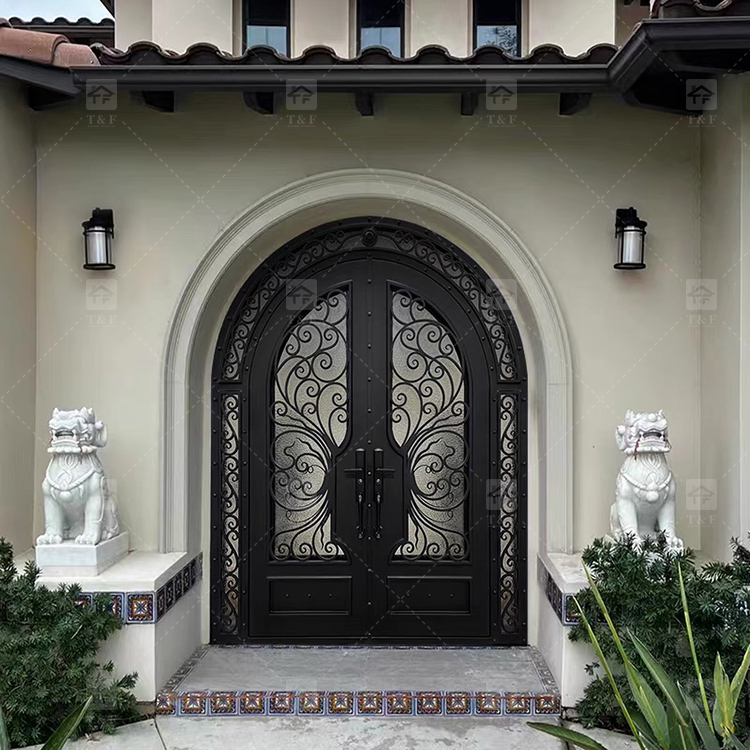 Modern Style High Quality Steel Door Cast Aluminum and Wrought Iron with Waterproof Finished Surface for Villa Application