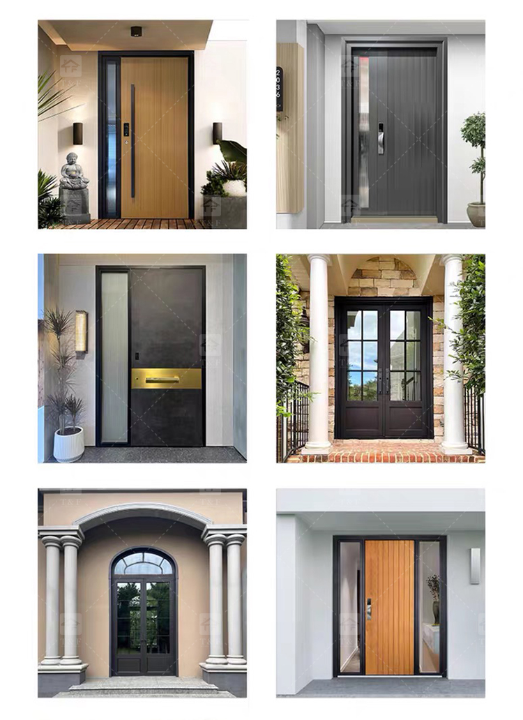 New Design Luxury Double Front Entry Door Home Wrought Iron Double Door for House Villa Door
