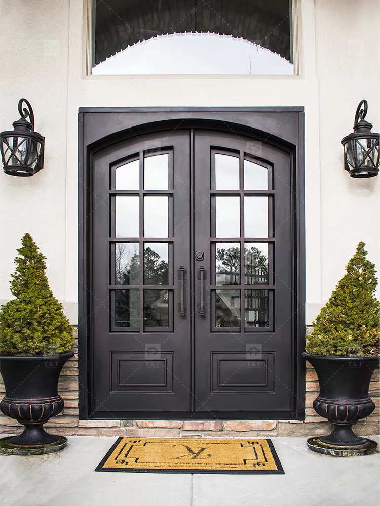New Design Luxury Double Front Entry Door Home Wrought Iron Double Door for House Villa Door