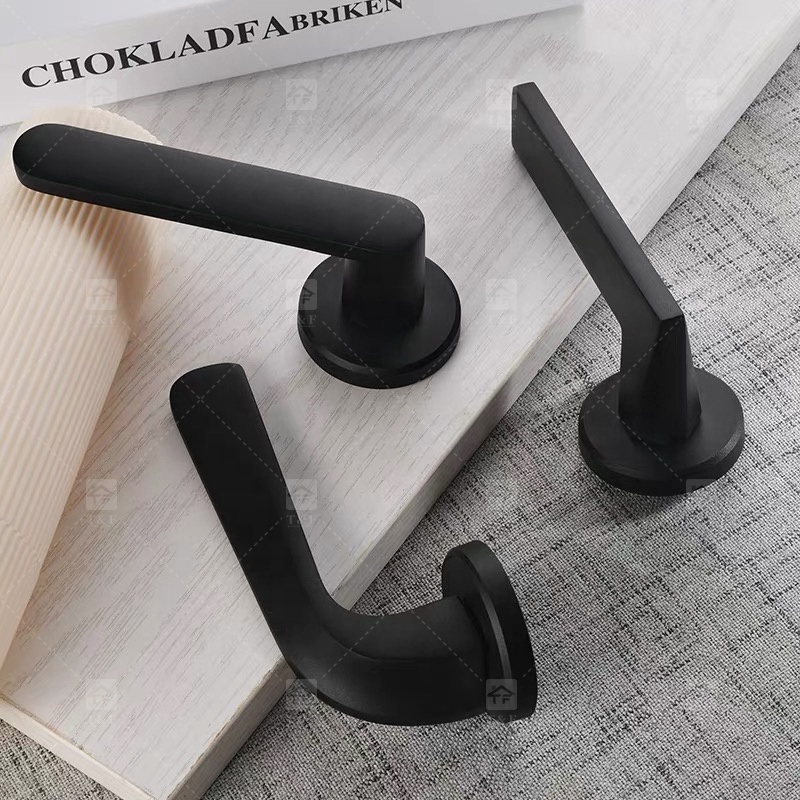 Modern Luxury Deep Grey Magnetic Silence Door Handles Universal for Home Office Apartment Hotels Made of Steel Zinc Alloy