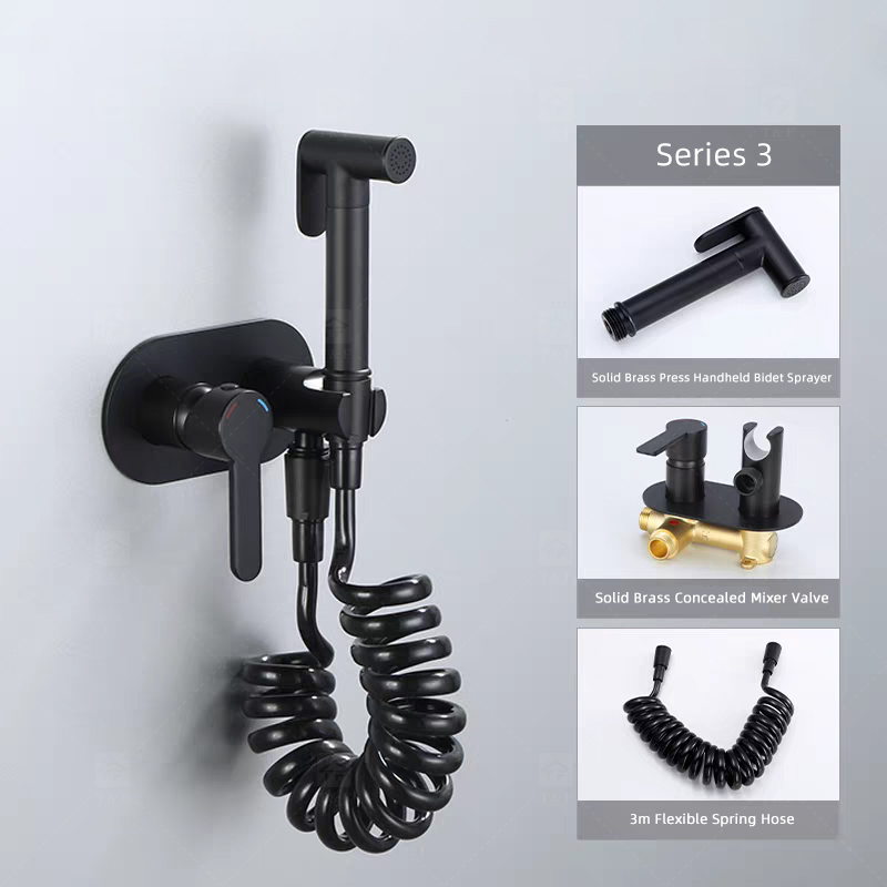 Portable Brass Bidet Spray Toilet Handheld Shattaf Set Hot and Cold Mixer Concealed Wall Mounted Bidet Spray