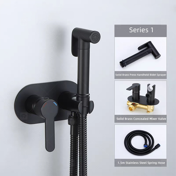 Portable Brass Bidet Spray Toilet Handheld Shattaf Set Hot and Cold Mixer Concealed Wall Mounted Bidet Spray