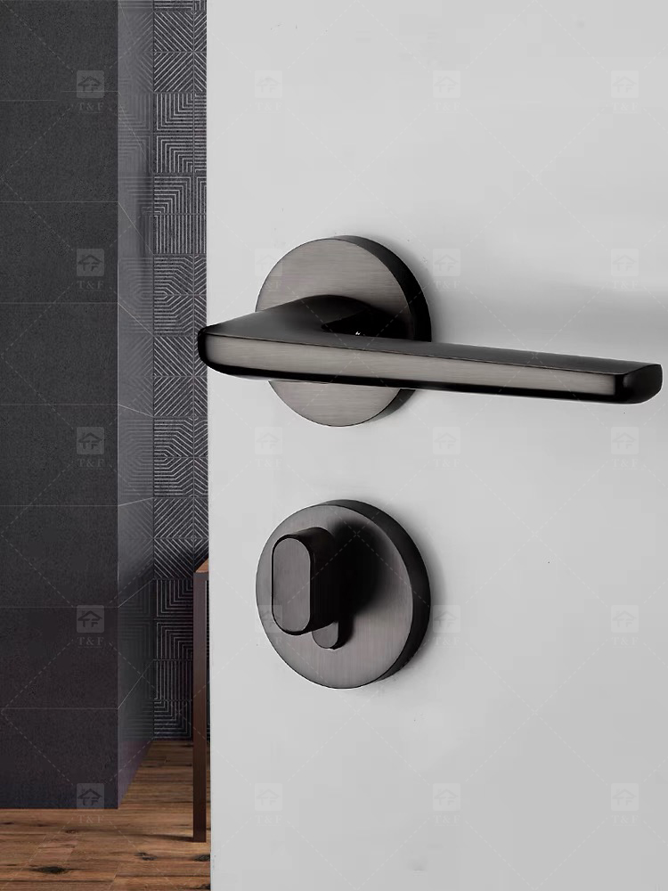 Luxury Gold Magnetic Silent Wooden Door Handle with Split Bedroom Lock Modern Design for Indoor Household for Villas