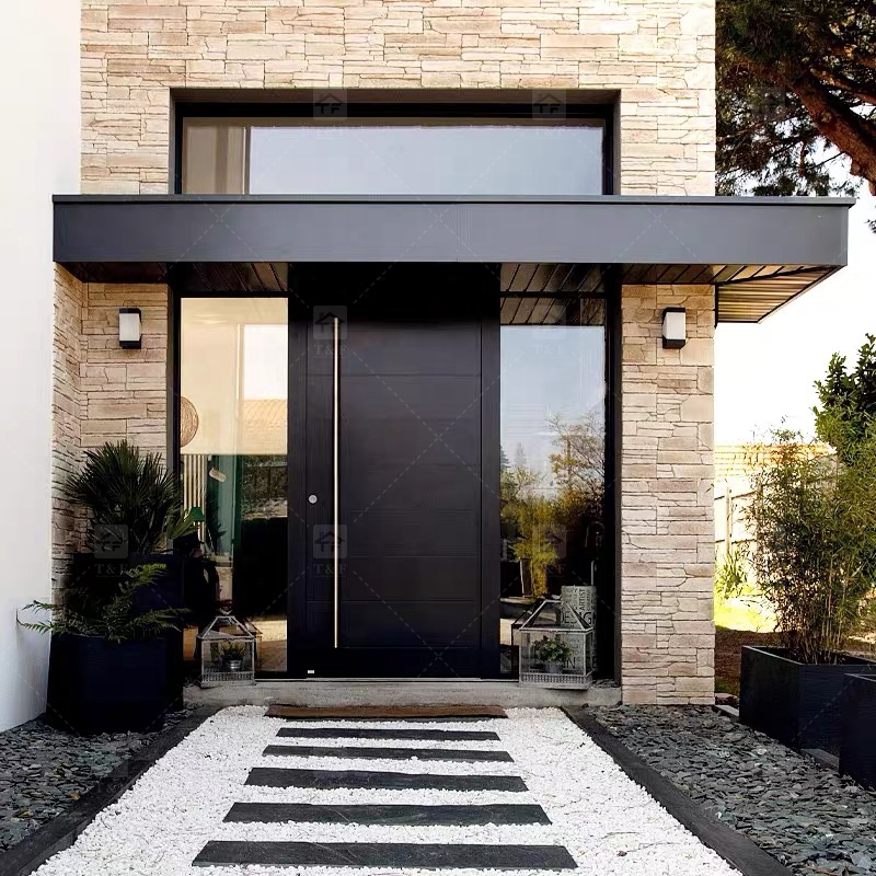 Modern Minimalist Home Design Entrance Door Finished Security Aluminum Front Entry Waterproof Feature for Exterior Application