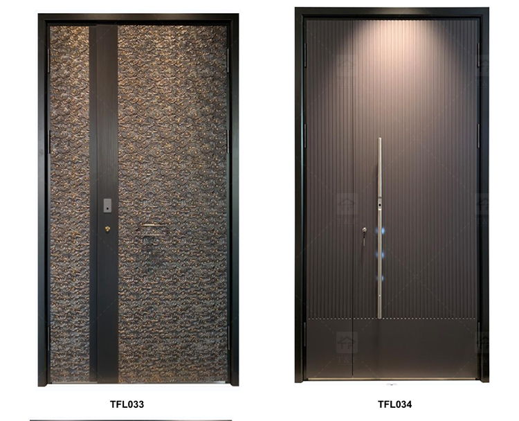 Modern Minimalist Home Design Entrance Door Finished Security Aluminum Front Entry Waterproof Feature for Exterior Application