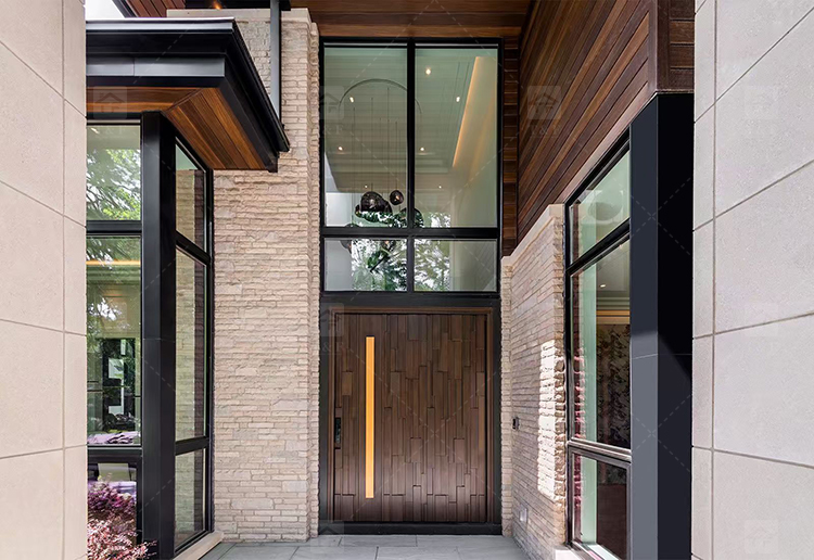 Modern Minimalist Home Design Entrance Door Finished Security Aluminum Front Entry Waterproof Feature for Exterior Application