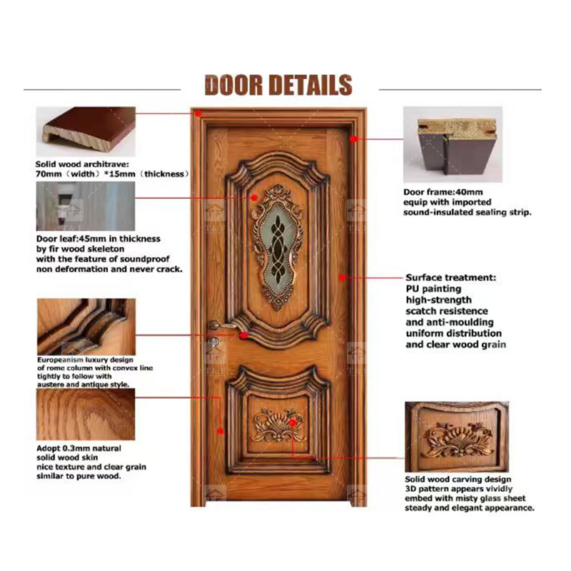 2025 Luxury High Quality Teak Wood Carving Top Head Door Post for Interior Front Door Designs for House Villa Bedroom