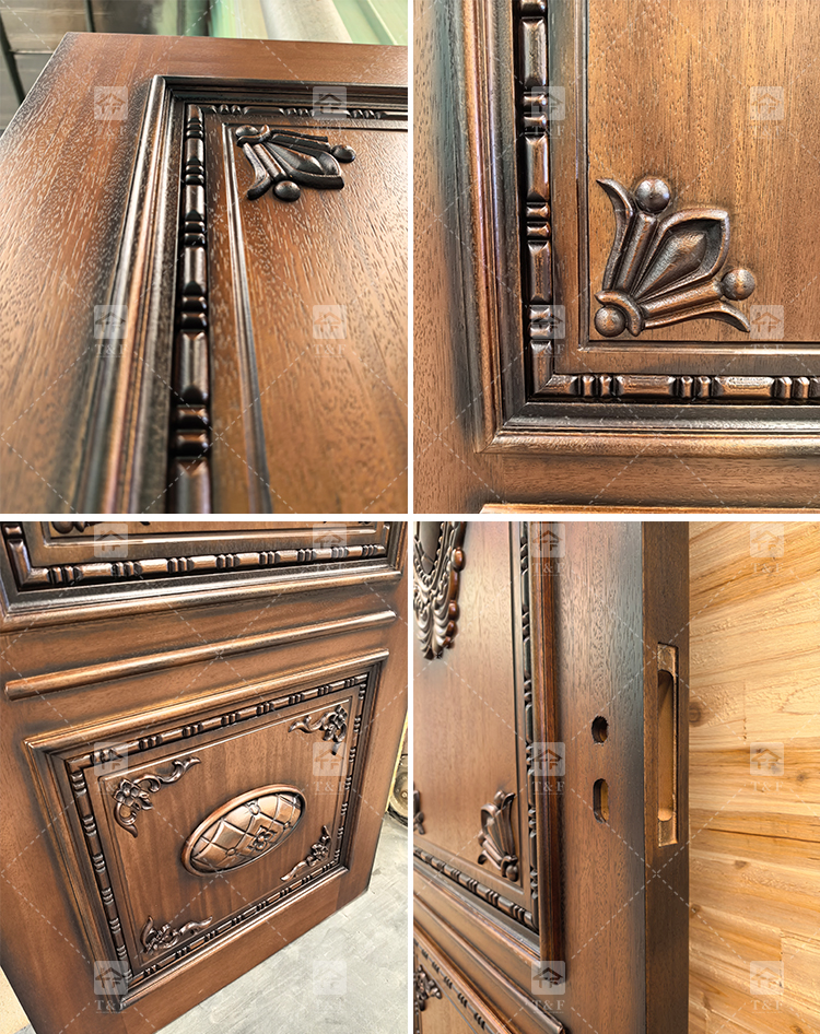 2025 Luxury High Quality Teak Wood Carving Top Head Door Post for Interior Front Door Designs for House Villa Bedroom