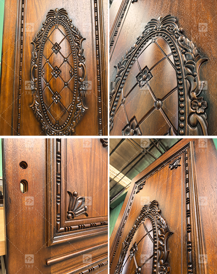 2025 Luxury High Quality Teak Wood Carving Top Head Door Post for Interior Front Door Designs for House Villa Bedroom